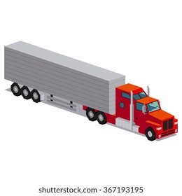 Vector Illustration Of Red Truck Isolated On White Background