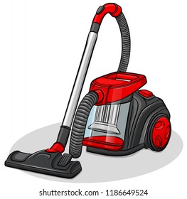 Vector illustration of red vacuum cleaner design