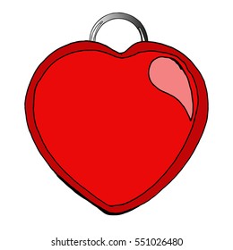 Vector illustration with a red valentine heart with a ring for the chain