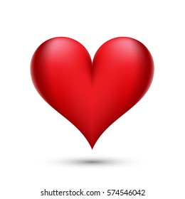 Vector illustration with a red valentine heart isolated on a white background. Love icon