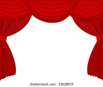 Vector Illustration Red Velvet Stage Curtain Stock Vector (Royalty Free ...