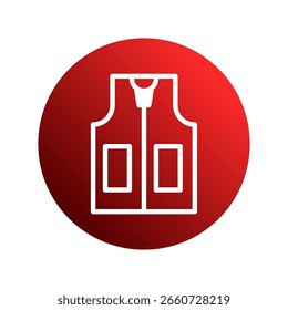 Vector illustration of a red vest icon: symbol of outdoor and safety apparel garment