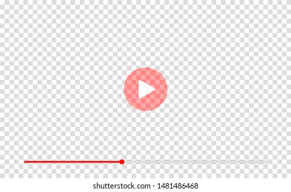 Vector Illustration of the red video player sign or movie media play bar on transparent background. EPS10.