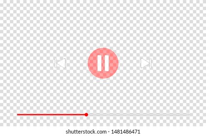 Vector Illustration of the red video player sign or movie media play bar on transparent background. EPS10.