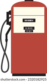 Vector illustration of a red vintage gas station. Business templates. Gasoline pumps