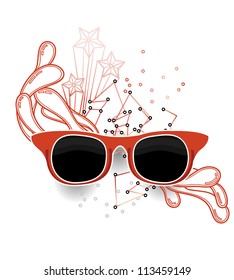 vector  illustration of red vintage sunglasses