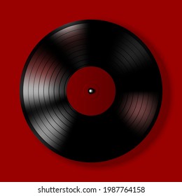 Vector illustration of a red vinyl on a red background