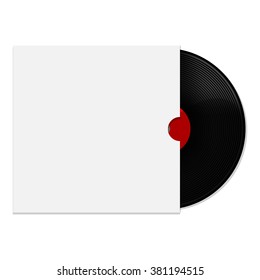 Vector illustration of red vinyl record with white blank cover