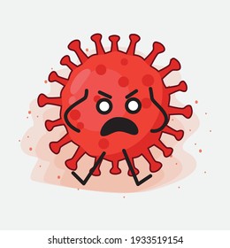 Ilustración vectorial del personaje del virus rojo con cara linda, manos simples y líneas de piernas en fondo aislado. Estilo de dibujo animado plano.