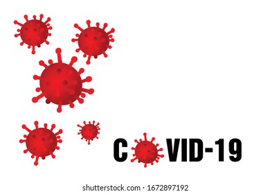Ilustración vectorial del virus rojo. Cuestión mundial del coronovirus y la pandemia del covid-19