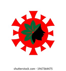 Vector illustration of a red virus in the middle of a human and plant image, great for logos and icons for health, health protection, natural medicines