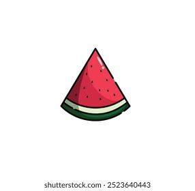 Vector illustration of a red watermelon slice with seeds on a white background