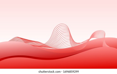 Vector illustration of red wavy abstract background vector template