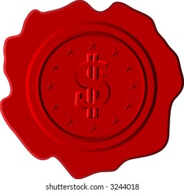 vector illustration of red wax with dollar sign