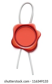 Vector illustration of red wax seal with rope and copy space for your own text and images