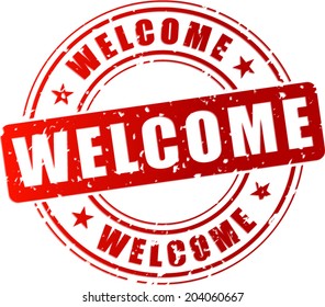 Vector illustration of red welcome stamp icon