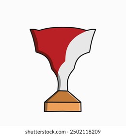 vector illustration of a red and white award trophy icon with gold at the bottom. Vector and icon illustration