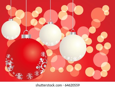 Vector illustration of red and white balls on a shiny background