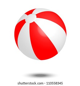 Vector illustration of red & white beach ball