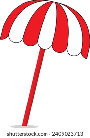 Vector illustration of a red and white Beach Umbrella