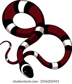 
Vector illustration of red, white and black milk snake.