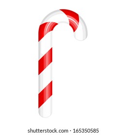 Vector illustration of red and white candy cane