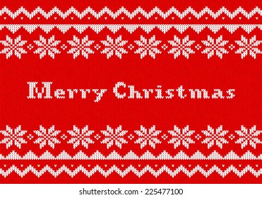 vector illustration of a red and white Christmas knit greeting card