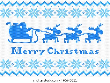 vector illustration of a red and white Christmas knit greeting card