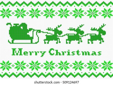 vector illustration of a red and white Christmas knit greeting card