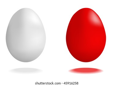 Vector illustration of red and white eggs