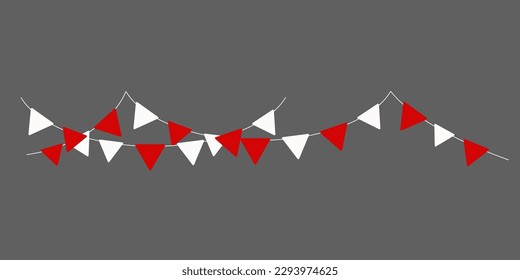 Vector illustration of a red, white flag. Template of hanging flags for the banner.
