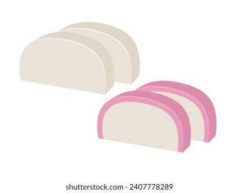 Vector illustration of red and white kamaboko