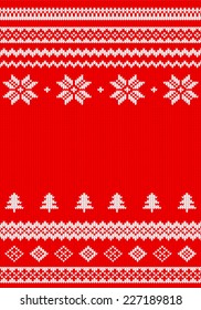 vector illustration of a red and white knitted background