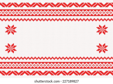 vector illustration of a red and white knitted background