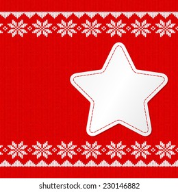 vector illustration of a red white knitted background with copy space