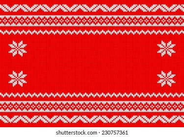 vector illustration of a red and white knitted background