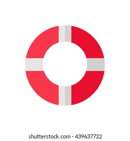 Vector illustration of a red white lifeline lifebuoy on white background