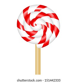 Vector illustration of red and white lollipop
