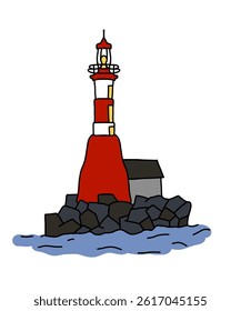 Vector illustration of red and white mercusuar
