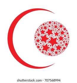 vector illustration of red and white moon and stars for Turkish flag symbols holidays and invitation
