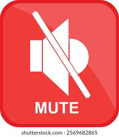 vector illustration red and white mute mode button