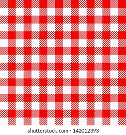 vector illustration of a red white plaid tablecloth