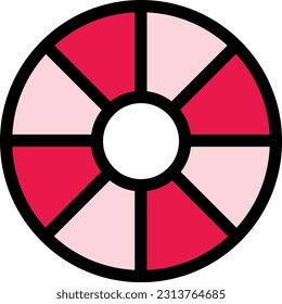 Vector illustration of a red and white striped life buoy. Boat lifeguard. Help and rescue.