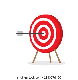 vector illustration red white target hitting by arrow competition bulls eye isolated in white background