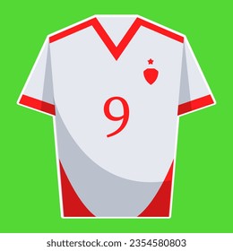 Vector Illustration of Red and White t-shirt sport design , Soccer jersey mockup for football club. 