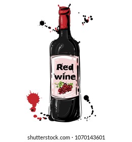 Vector illustration of red wine. Background for menu design, flyer, banner