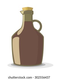 Vector illustration of red wine bottle with cork, isolated on white background 