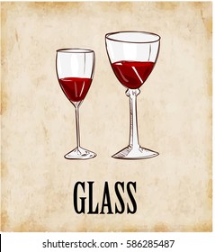  vector illustration of a Red wine in a glass 