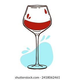 Vector illustration of a red wine glasses in hand drawn vintage engraving style. for postcards, logos and wine companies