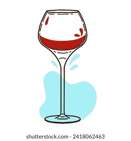 Vector illustration of a red wine glasses in hand drawn vintage engraving style. for postcards, logos and wine companies